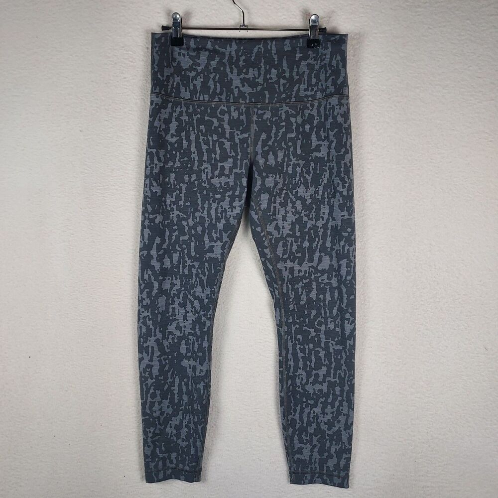 Lululemon Leggings Womens 10 Gray Camo High Rise Workout Yoga Pants